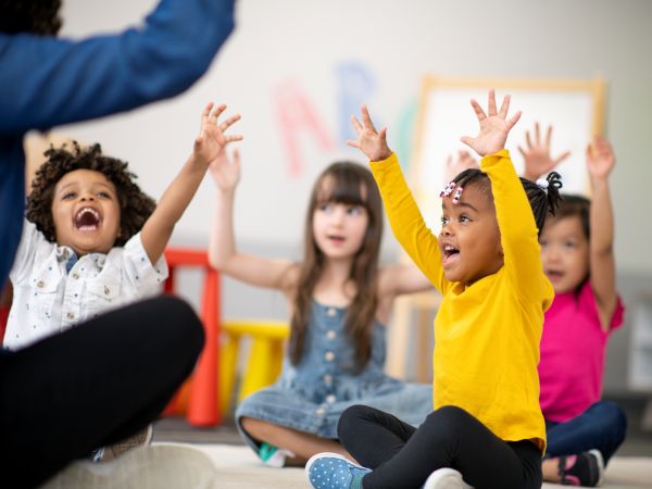 Preschool students in class